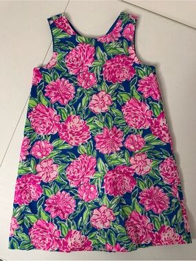 Tommy Bahama Blue Floral Shift Dress with Pink and Green Print